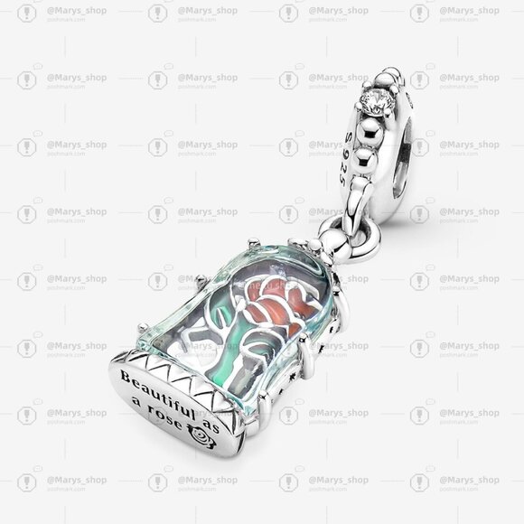Pandora Disney Beauty and the Beast Enchanted Rose Dangle Charm - Picture 3 of 6
